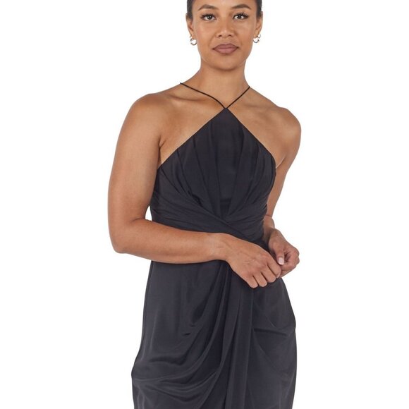 ZIMMERMANN Silk Tuck Dress Blck Maxi Halter Drape  Size 1 (6 Womens) - Picture 3 of 13